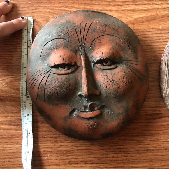 Set of 2 folk art faces - Picture 2 of 6